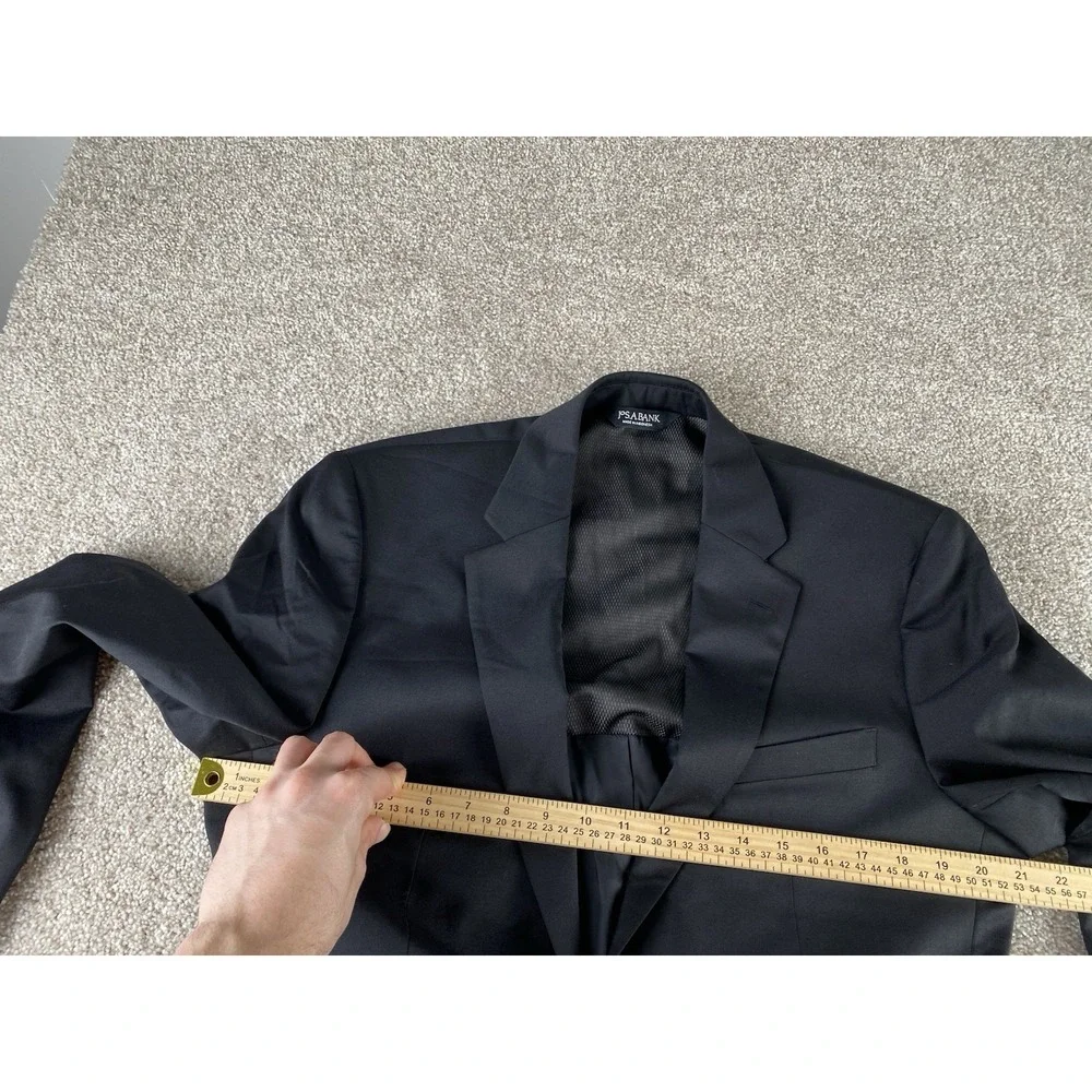 Jos A Bank Traveler Tech Blazer Black Men 40L Wool/Polyester Stretch Slim Preppy